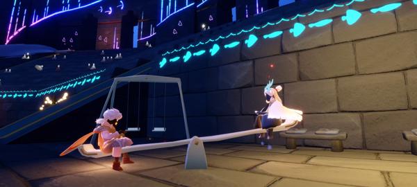 疯帽先生和月亮小姐一起做跷跷板，略~来疯帽先生该减肥啦。